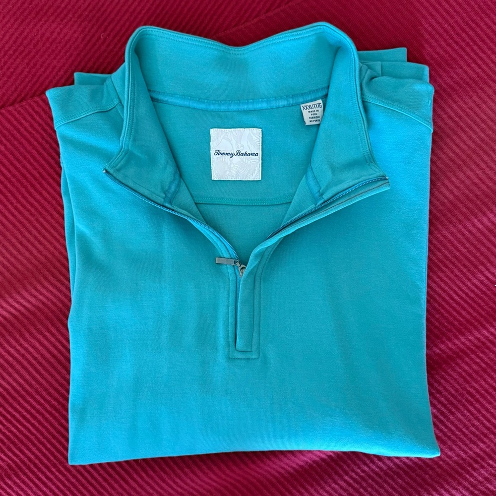 🌊 Tommy Bahama Turquoise 1/4 Zip Pullover – Size XXL